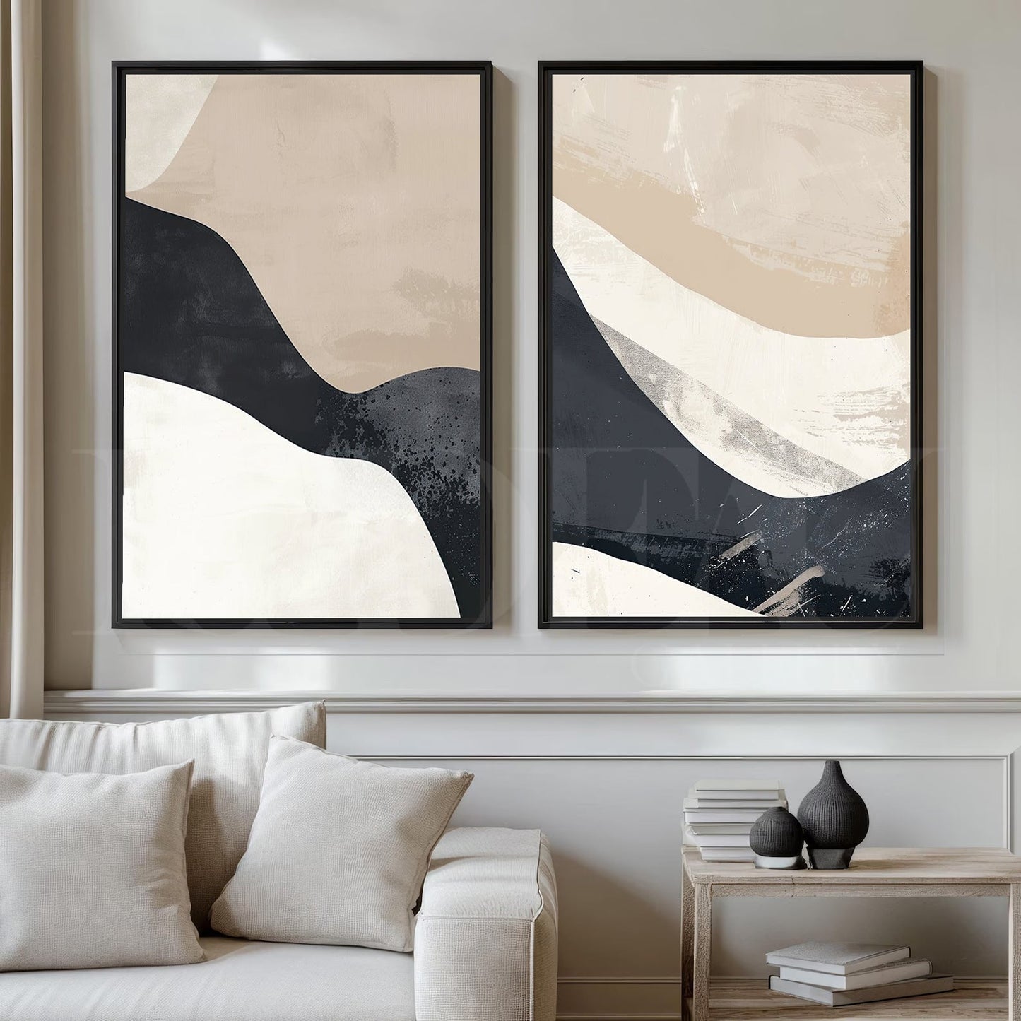 Waves Texture Couple Canvas Duo