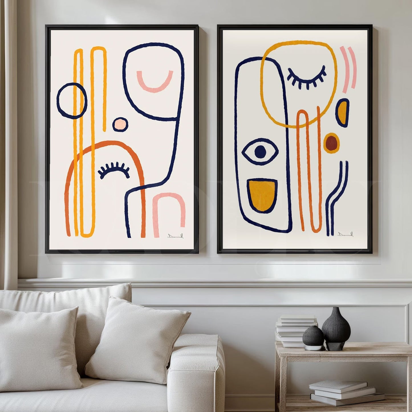 Lines Art Couple Canvas Duo