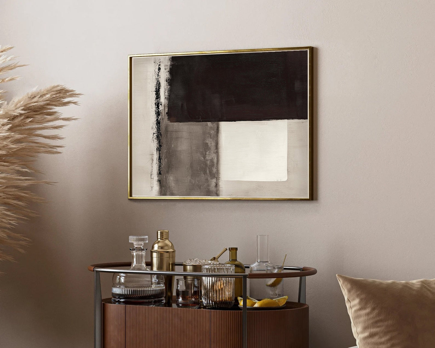 Bold Black On White Abstract Painting.