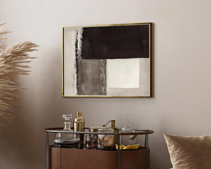 Bold Black On White Abstract Painting.