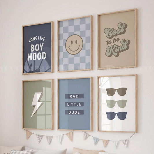Set of 6 boy hood Art .