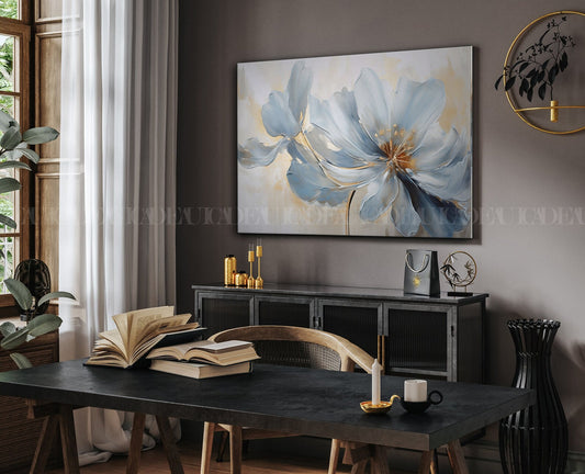 Floral Squares blue Canvas print.