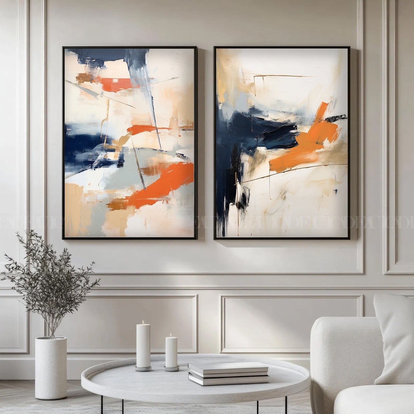 Abstract Scenery Orange Canvas Duo.