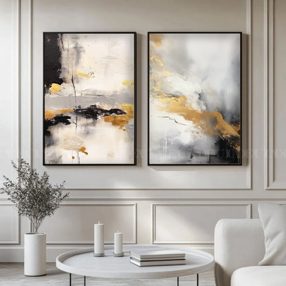 Minimalistic Gold Texture Canvas Duo
