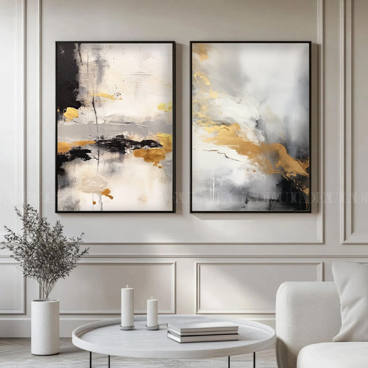 Minimalistic Gold Texture Canvas Duo