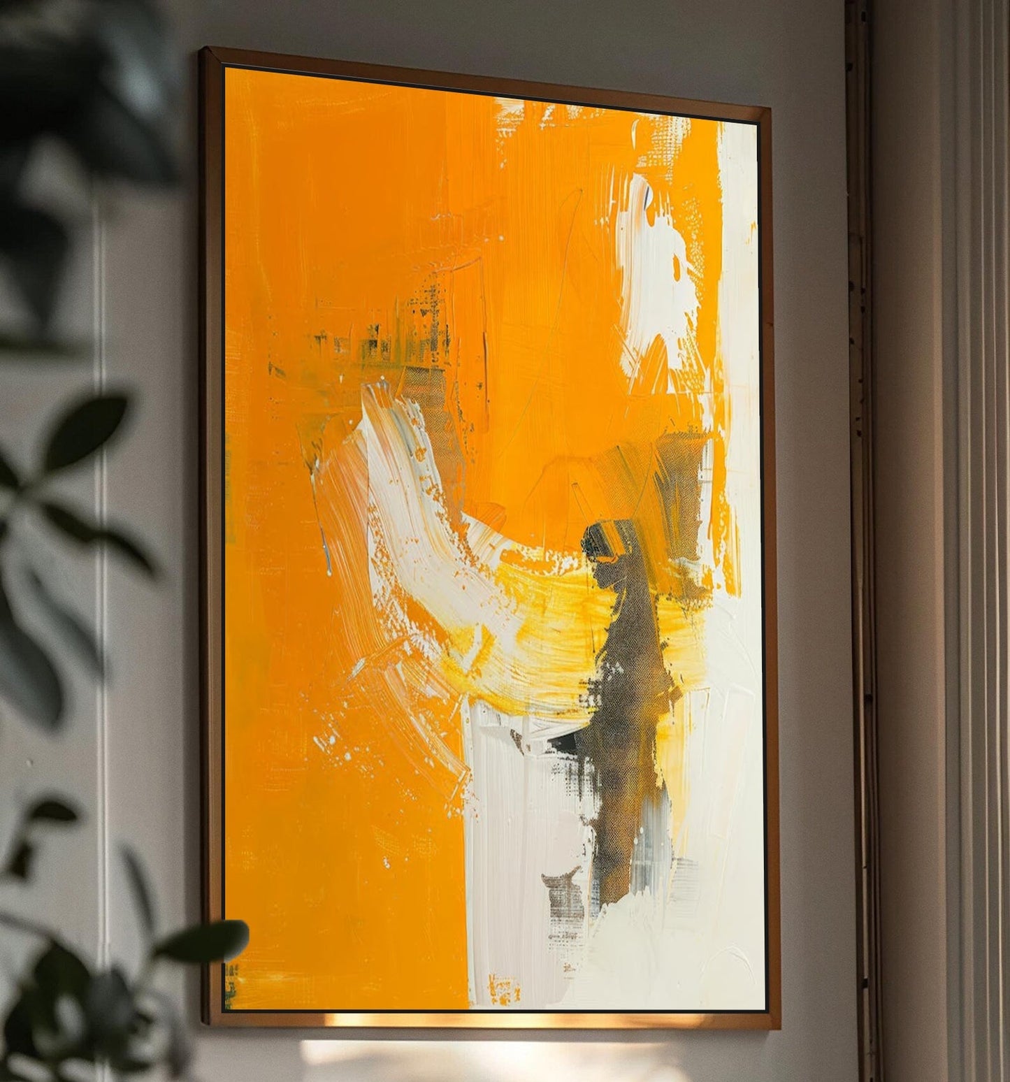 Abstract Orange Framed Canvas.