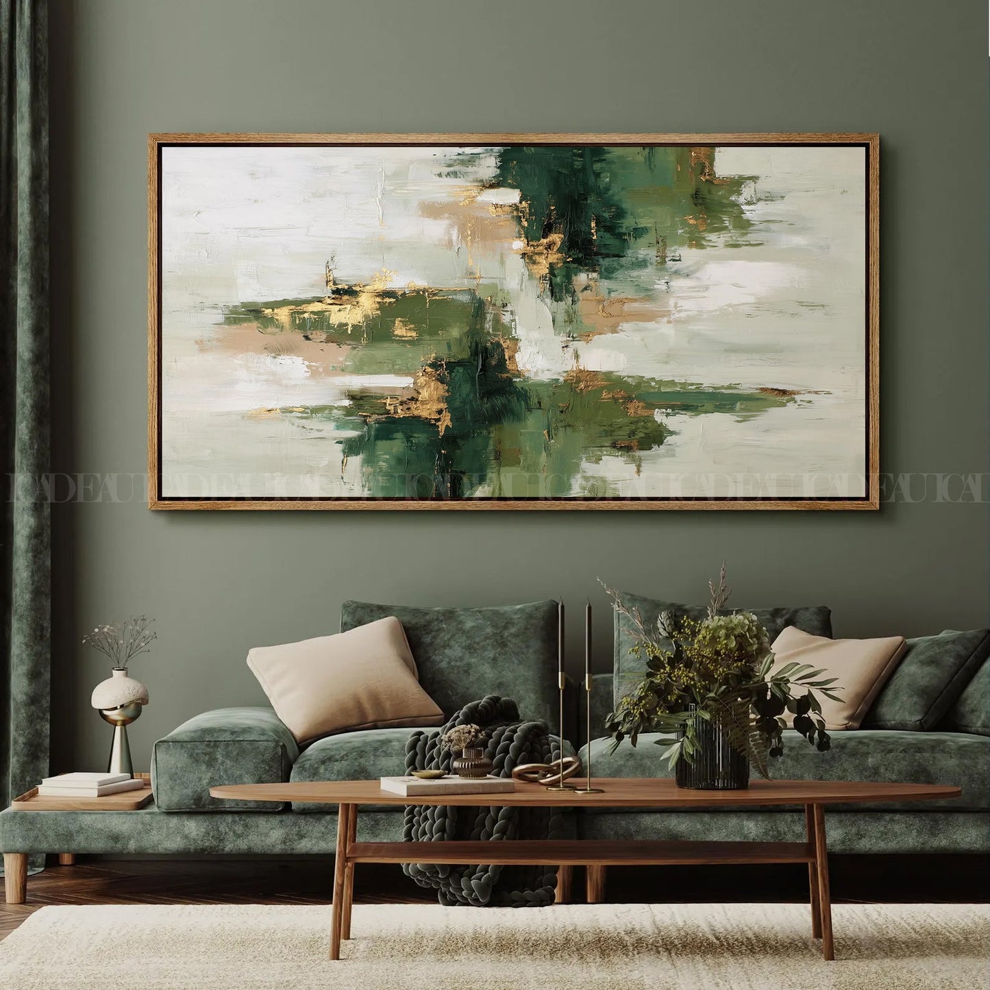 Emerald Abstract canvas framed.