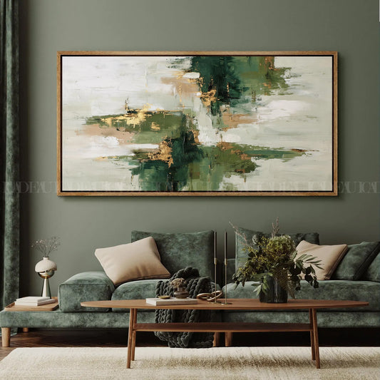 Emerald Abstract canvas framed.