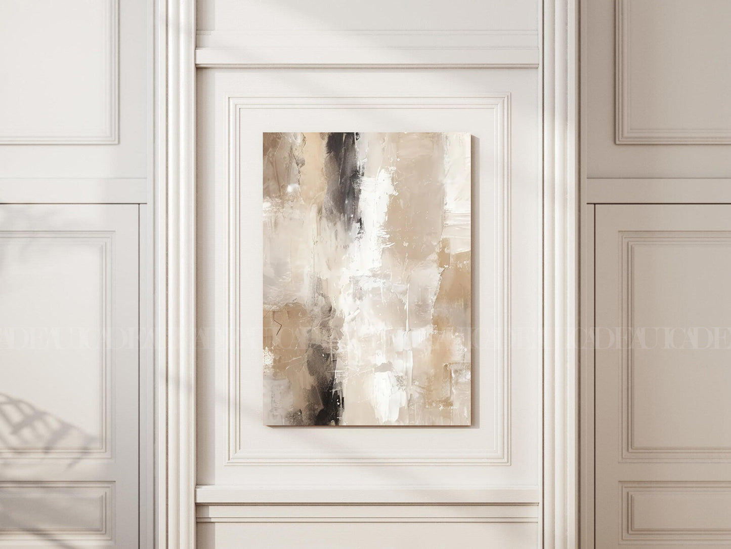 Beige Golden with black Flow Canvas print