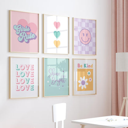 Set of 6, Girl Playroom Prints.