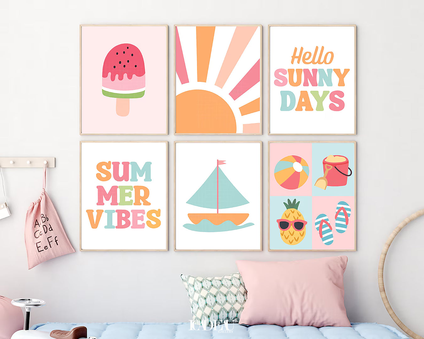 SUMMER COLLECTION Popsicle Ice Cream Beach Prints, Playroom Posters.