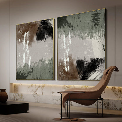 Abstract Brown And Green Painting.