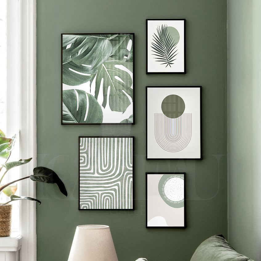 green leaf with abstract touch set.