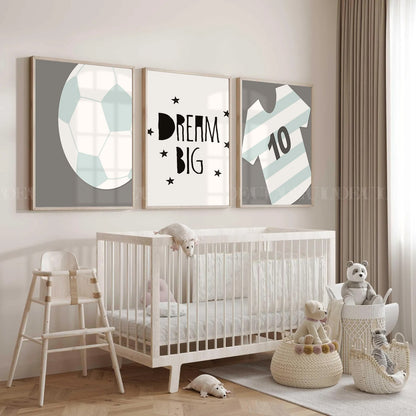 Set of 3 Football Art ,Boy,Room .