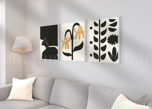 Set of 3 Abstract Wall Art Prints,,livingroom, Minimalist Neutral Art.boho art.