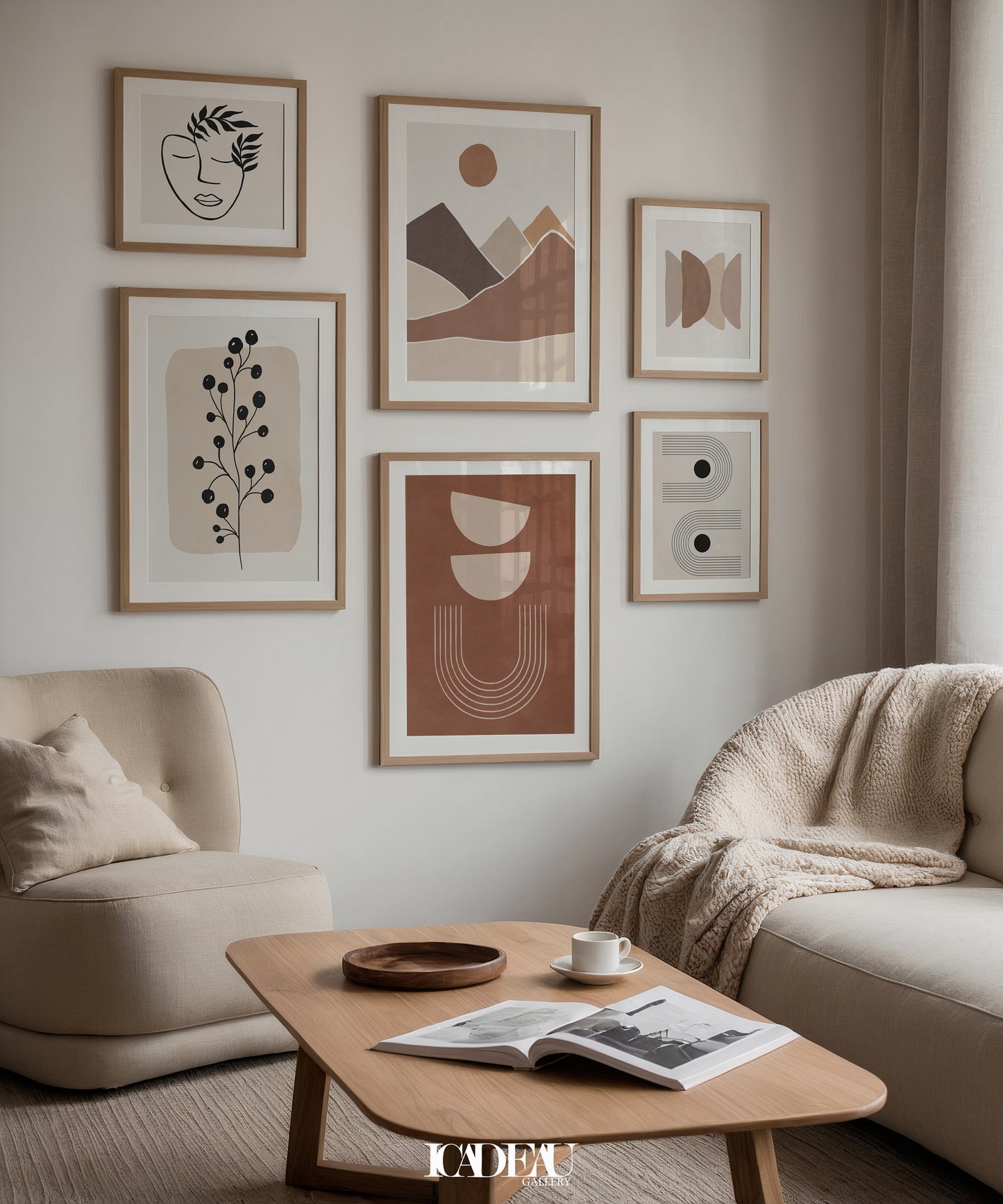 Modern Abstract Neutral Wall Art Set .