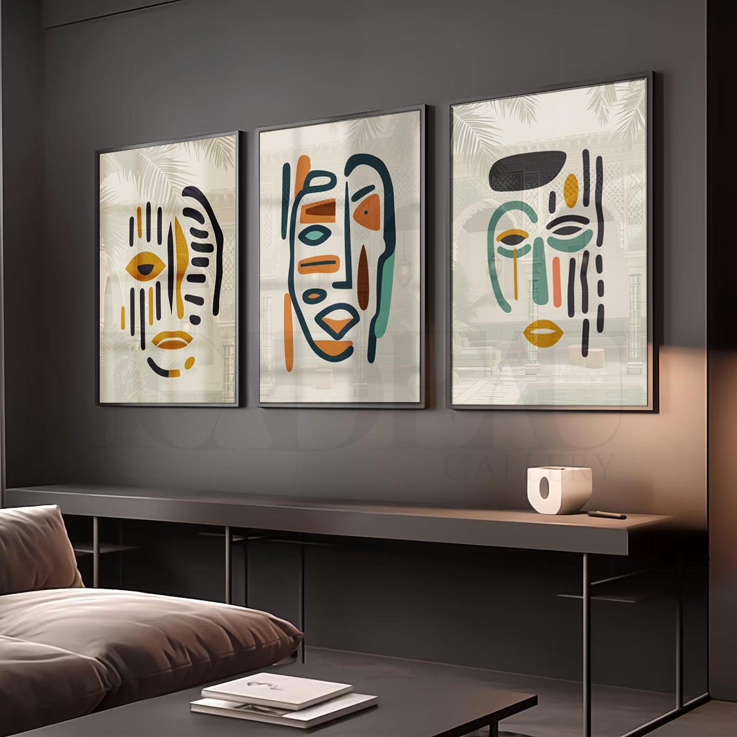 Set of 3 line art Wall Art Prints, Art .Style.